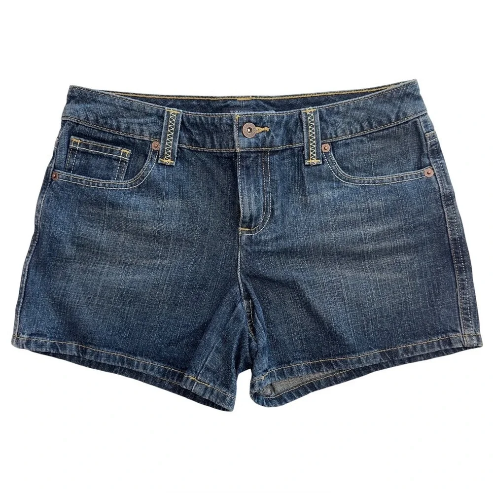 Tommy Hilfiger Womens Dark Wash Denim Shorts Low Rise Cotton Size 6